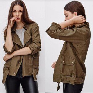 Aritzia Wilfred Free Rayder Linen Cotton Blend Jacket in Olive Green Size S